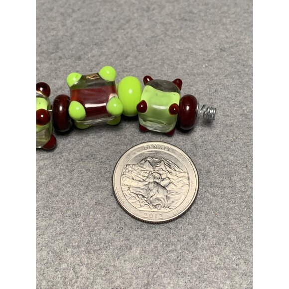 Handmade Lampwork Green & Brown Glass Beads - Picture 2 of 6